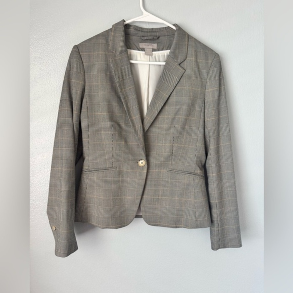 H&M Women's Gray Plaid Blazer 8